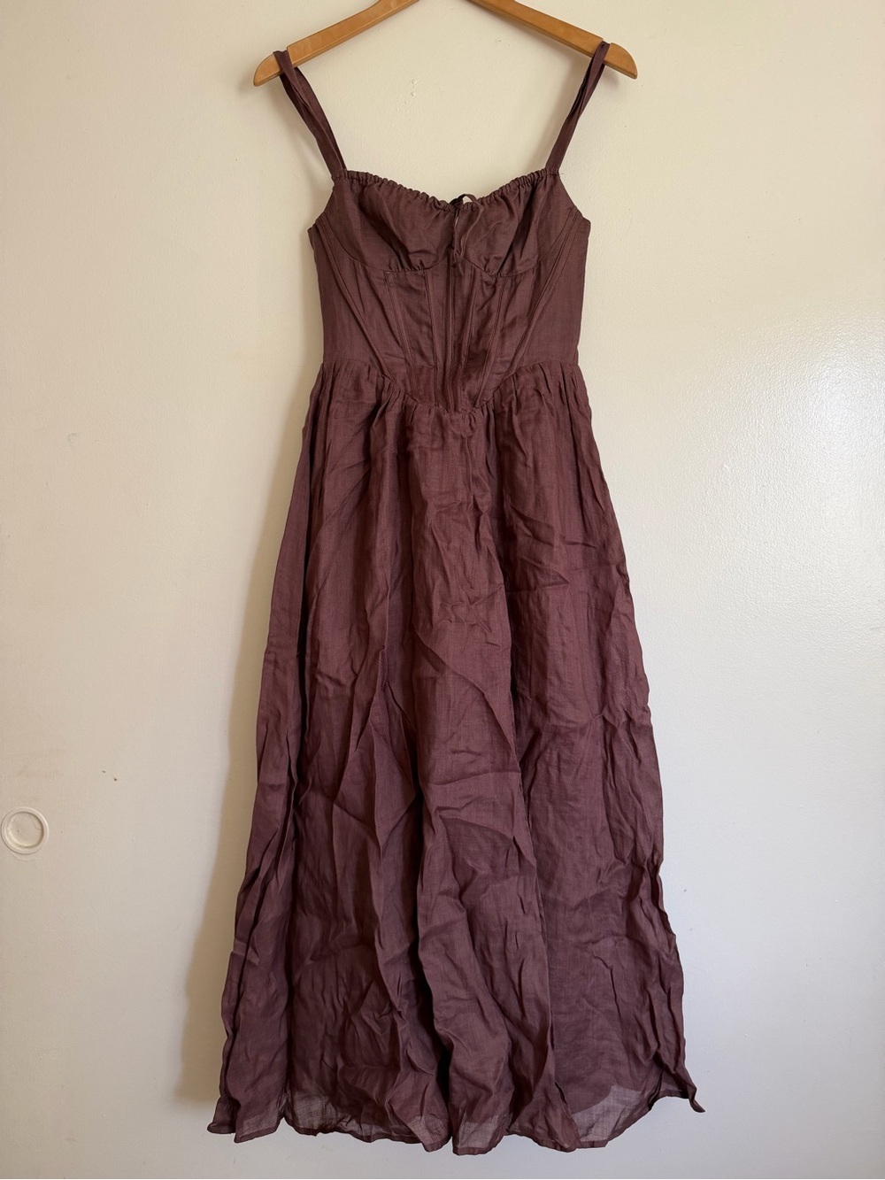 Bardot Mauve-Brown Maxi Dress with Spaghetti Straps